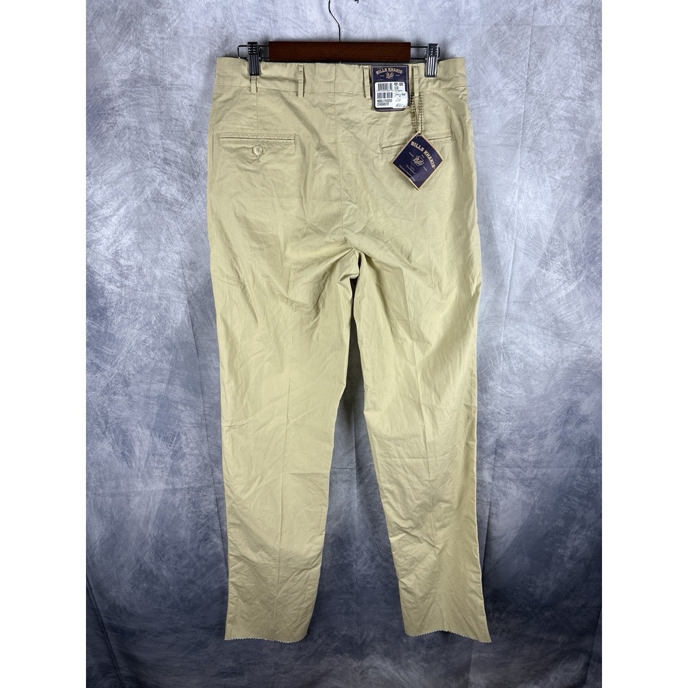 NWT Bills Khakis M2P-CSHC SZ 33 Unhemmed Pleated Tan $165 New Flaw Stain